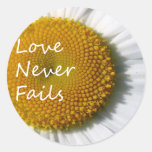 Love Never Fails Daisy 1 Corinthians 13 Round Sticker