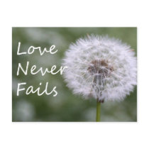 Love Never Fails Dandelion1 Corinthians 13 postcards