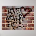 Love Never Fails Graffiti Poster