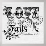 Love Never Fails I Corinthians 13:8 Poster