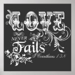 Love Never Fails I Corinthians 13:8 posters