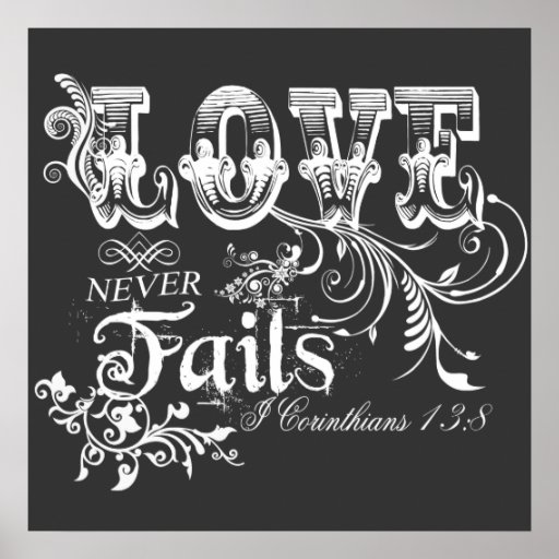Love Never Fails I Corinthians 13:8 Poster