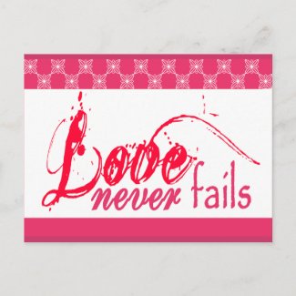 Love Never Fails postcard