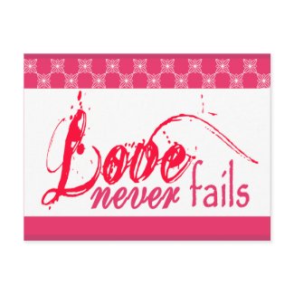 Love Never Fails postcard