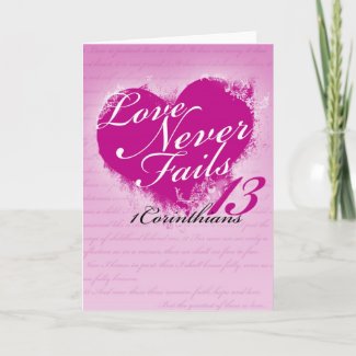 Love Never Fails Valentines Day Card - 1 Corinthia card