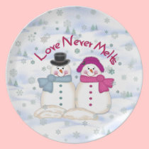 Love Never Melts Snowman Plate
