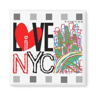 Love NYC & Live In NYC Square Magnet magnet