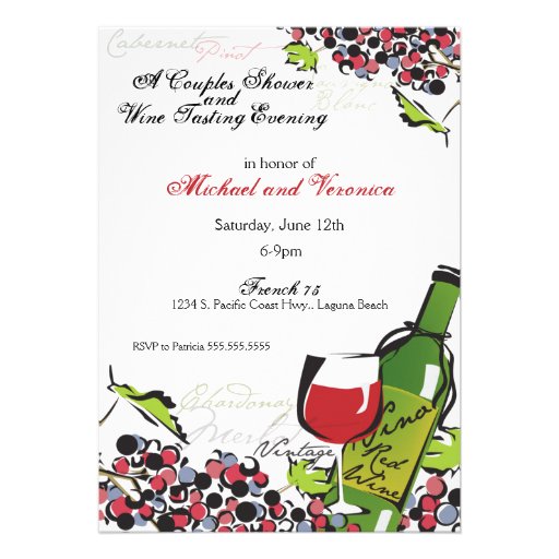 Love of Wine and Grape Invitation (front side)