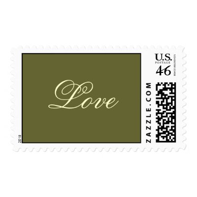 Love Olive Green Postage Stamps