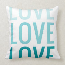 LOVE Ombre Turquoise Typography Pillow pillows