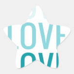 LOVE Ombre Turquoise Typography Star Stickers
