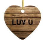 Love on a Wooden Heart Christmas Ornaments