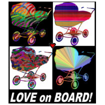 Love on Board Mod Baby Carriage Top t-shirts by upictureit Love on Board Mod Baby Carriage Top t-shirts