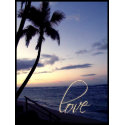 Love on sunset beach stamp