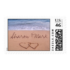 Love on the beach Customized bridal shower or wedding postage stamp