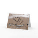 Love on the beach engagement card card