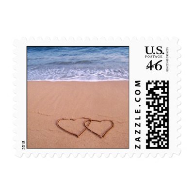Love on the beach postage stamps