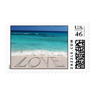 Love On The Beach Postage Stamp