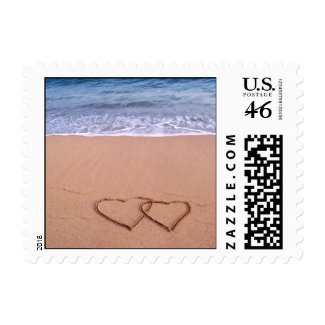 Love on the beach postage stamps