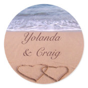 Love on the beach wedding stickers sticker