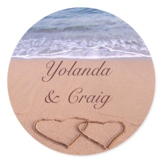 Love on the beach wedding stickers sticker