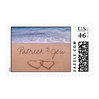 Love on the beach - with custom names stamp