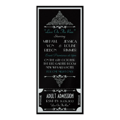 "Love On The Run" a runaway wedding Personalized Invite