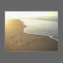 Love on the Sandy Beach Shore postcards