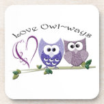 Love Owl~ways, cute Owls art gifts cork coasters