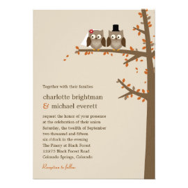 Love Owls Fall Wedding Invitation Personalized Announcement