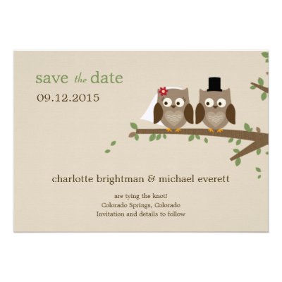 Love Owls Save The Date /Wedding Announcements