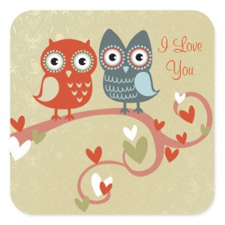 Love Owls Valentine's Stickers