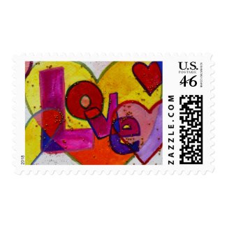 Love Patchwork Glitter Hearts Postage Stamp stamp