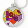 Love Patchwork Hearts Watercolor Painting Keychain
