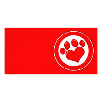 Love-Paw-Print- Animals Causes Red White Love Custom Photo Card