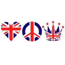 Love Peace Crown British Royalty design with Union Jack flag