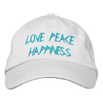 LOVE PEACE HAPPINESS embroidered hats by wolfstar666 LOVE PEACE HAPPINESS embroidered hats