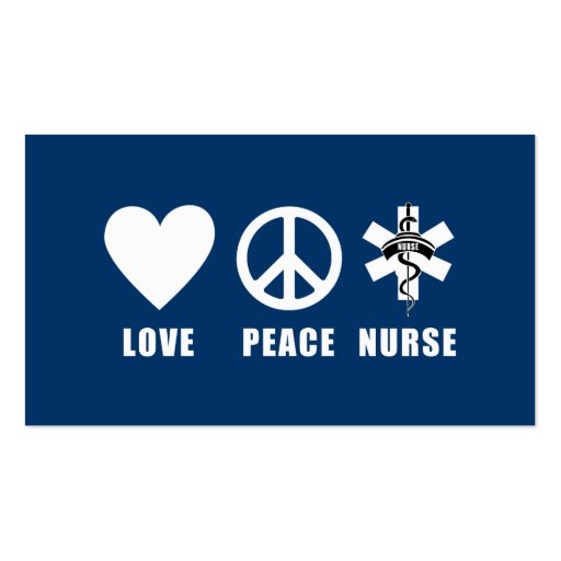 Love Peace Nurse Business Card Template (front side)