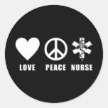 Love Peace Nurse Round Sticker