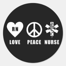 Love Peace RN Round Stickers