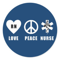Love Peace RN Round Stickers