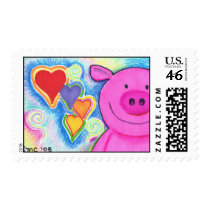 Love Pig Postage Stamps stamps