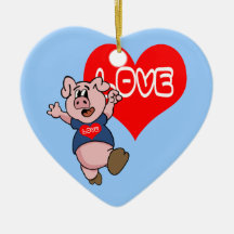 Love Piggy Christmas Ornament