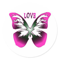 LOVE - PINK BUTTERFLY DESIGN stickers by dgpaulart LOVE - PINK BUTTERFLY DESIGN stickers