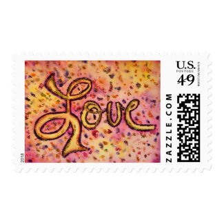 Love Pink Glamorous Glitter Postage Stamp