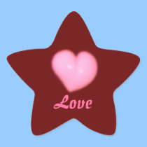 "Love" - Pink Puffed Heart stickers