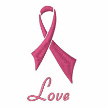 Love Pink Ribbon Long Sleeve Polo Shirt (Fitted) embroidered shirts