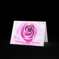 Love Pink Rose Custom text Greeting Card cards