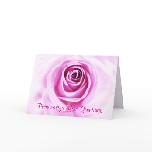 Love Pink Rose Custom text Greeting Card card