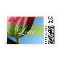 Love Pink Tulip Wedding Postage Stamp by TDSwhite Love Pink Tulip Wedding Postage Stamp